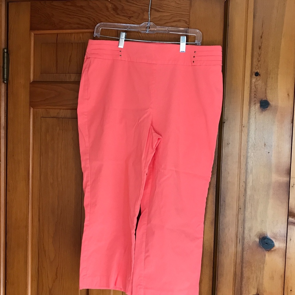 JM Collection Vibrant Coral Pants Size 1X With Tummy Control Panel